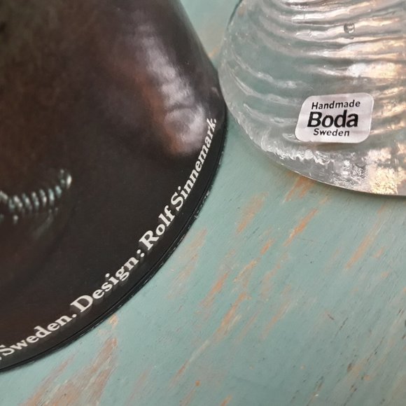 Glass Candle Holders Vintage Boda Sweden in Original Box Big Clear Solid Chunky - Picture 2 of 16